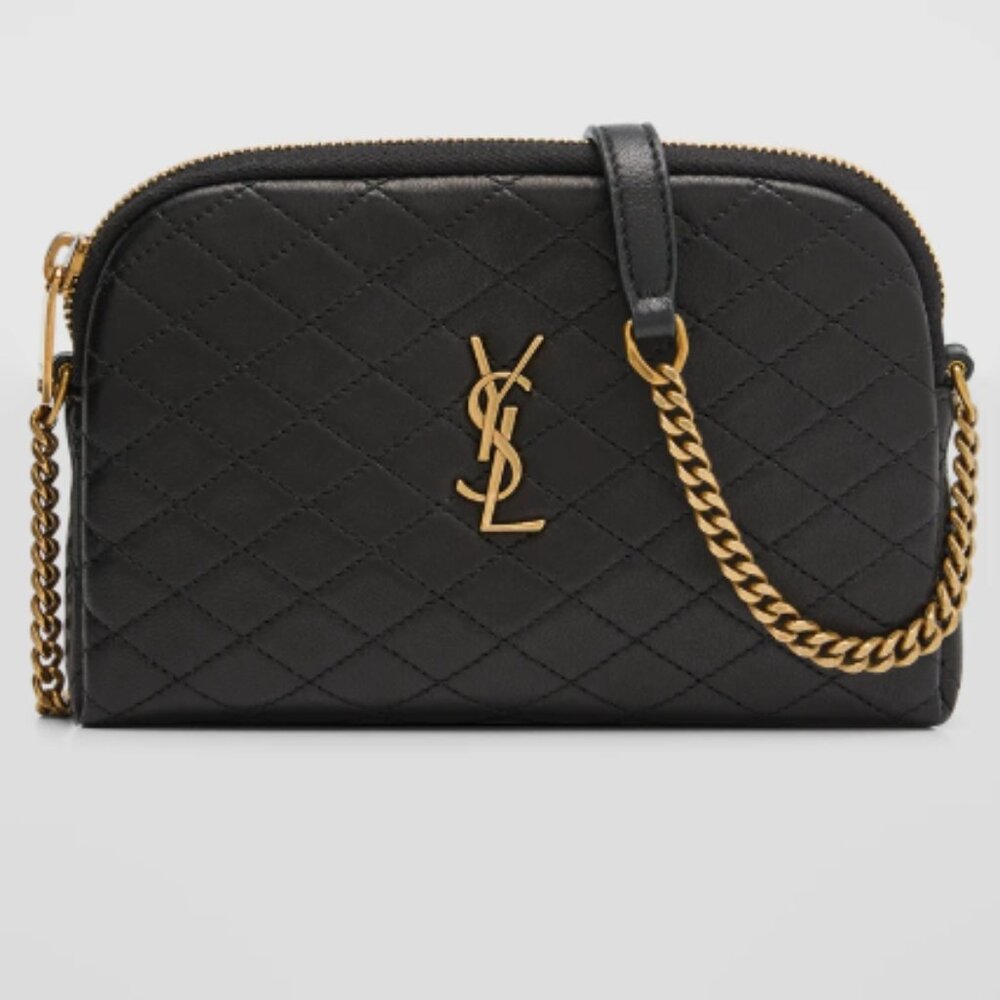 Saint Laurent Gaby Mini YSL Crossbody Bag in Quilted Leather